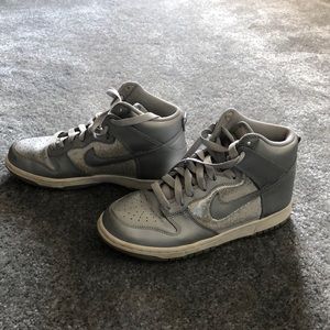 Silver Nike Dunk High Top Sneaker